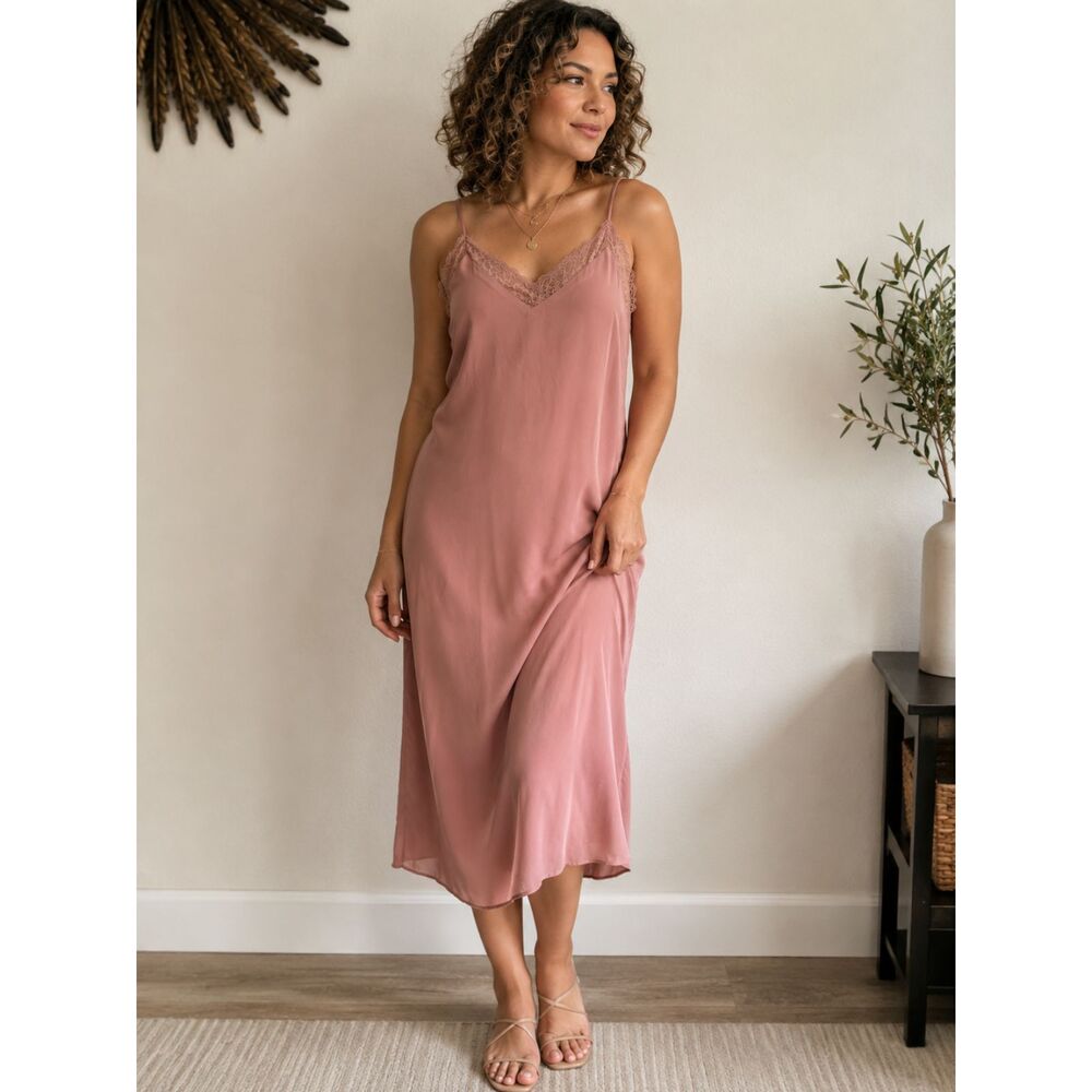 Y2K Blush Pink Lace Slip Dress XS Coquette Cottagecore